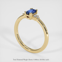 0.55 Ct. Blue Sapphire Ring, 18K Yellow Gold 2