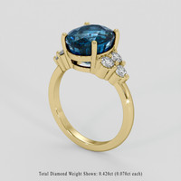 6.64 Ct. Greenish Blue Zircon Ring, 18K Yellow Gold 2
