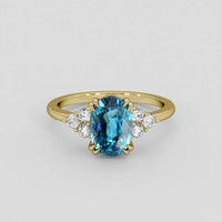 2.88 Ct. Blue Zircon Ring, 18K Yellow Gold 1