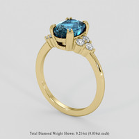 2.88 Ct. Blue Zircon Ring, 18K Yellow Gold 2