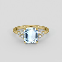 2.47 Ct. Blue Aquamarine Ring, 18K Yellow Gold 1