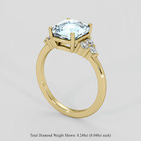 2.47 Ct. Blue Aquamarine Ring, 18K Yellow Gold 2