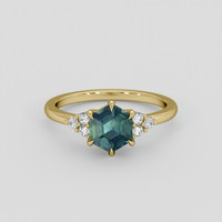 1.47 Ct. Bluish Green Sapphire Ring, 18K Yellow Gold 1
