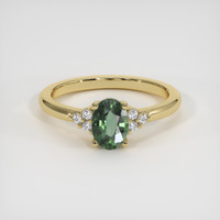 0.73 Ct. Green Sapphire Ring, 18K Yellow Gold 1