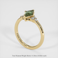 0.97 Ct. Green Sapphire Ring, 18K Yellow Gold 2