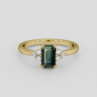 1.13 Ct. Bluish Green Sapphire Ring, 18K Yellow Gold 1