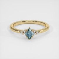 0.36 Ct. Greenish Blue Sapphire Ring, 18K Yellow Gold 1