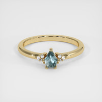 0.38 Ct. Bluish Green Sapphire Ring, 18K Yellow Gold 1