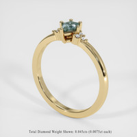 0.38 Ct. Bluish Green Sapphire Ring, 18K Yellow Gold 2