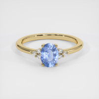 0.72 Ct. Blue Sapphire Ring, 18K Yellow Gold 1