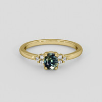 0.50 Ct. Bluish Green Sapphire Ring, 18K Yellow Gold 1