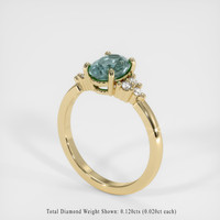 1.39 Ct. Bluish Green Sapphire Ring, 18K Yellow Gold 2
