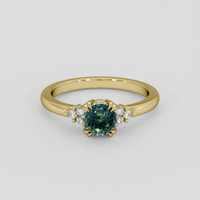 1.09 Ct. Greenish Blue Sapphire Ring, 18K Yellow Gold 1