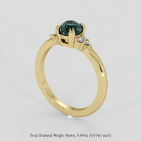 1.09 Ct. Greenish Blue Sapphire Ring, 18K Yellow Gold 2