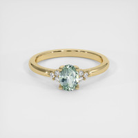 0.58 Ct. Green Sapphire Ring, 18K Yellow Gold 1