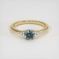 0.64 Ct. Bluish Green Sapphire Ring, 18K Yellow Gold 1