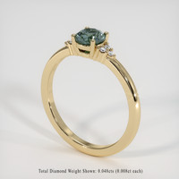 0.64 Ct. Bluish Green Sapphire Ring, 18K Yellow Gold 2
