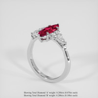1.35 Ct. Purplish Red Ruby Ring, Platinum 950 2