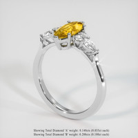 1.29 Ct. Yellow Sapphire Ring, Platinum 950 2