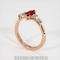 0.57 Ct. Ruby Ring, 18K Rose Gold 1