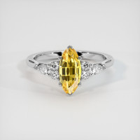 1.29 Ct. Orangish Yellow Sapphire Ring, 10K White Gold 1