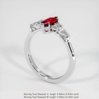 0.57 Ct. Ruby Ring, 14K White Gold 2