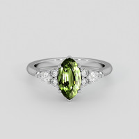 1.30 Ct. Green Sapphire Ring, 18K White Gold 1