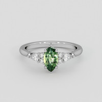 1.17 Ct. Yellowish Green Sapphire Ring, 18K White Gold 1