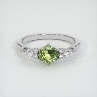0.76 Ct. Yellowish Green Sapphire Ring, 18K White Gold 1
