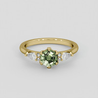 1.00 Ct. Green Sapphire Ring, 10K Yellow Gold 1