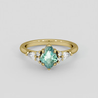 1.36 Ct. Bluish Green Sapphire Ring, 10K Yellow Gold 1