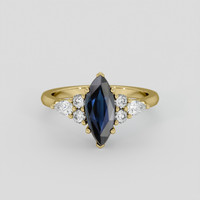 2.03 Ct. Blue Sapphire Ring, 10K Yellow Gold 1