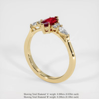 0.57 Ct. Ruby Ring, 14K Yellow Gold 2