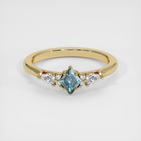 0.36 Ct. Greenish Blue Sapphire Ring, 14K Yellow Gold 1