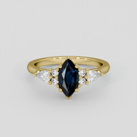 0.87 Ct. Blue Sapphire Ring, 14K Yellow Gold 1