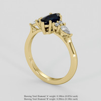0.87 Ct. Blue Sapphire Ring, 14K Yellow Gold 2