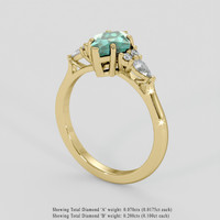 1.36 Ct. Bluish Green Sapphire Ring, 14K Yellow Gold 2