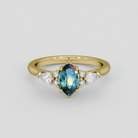 0.97 Ct. Bluish Green Sapphire Ring, 14K Yellow Gold 1