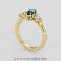 0.97 Ct. Bluish Green Sapphire Ring, 14K Yellow Gold 2