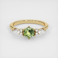 0.76 Ct. Yellowish Green Sapphire Ring, 14K Yellow Gold 1