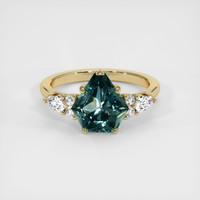 2.53 Ct. Greenish Blue Sapphire Ring, 14K Yellow Gold 1