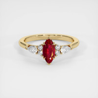 0.57 Ct. Ruby Ring, 18K Yellow Gold 1