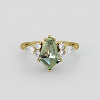 2.15 Ct. Green Sapphire Ring, 18K Yellow Gold 1