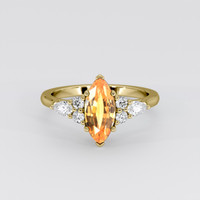 1.96 Ct. Yellowish Orange Sapphire Ring, 18K Yellow Gold 1