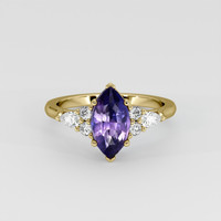 2.11 Ct. Purple Sapphire Ring, 18K Yellow Gold 1