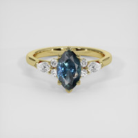 1.23 Ct. Greenish Blue Sapphire Ring, 18K Yellow Gold 1