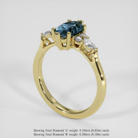1.23 Ct. Greenish Blue Sapphire Ring, 18K Yellow Gold 2