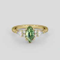 1.08 Ct. Green Sapphire Ring, 18K Yellow Gold 1