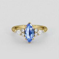 1.50 Ct. Blue Sapphire Ring, 18K Yellow Gold 1