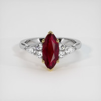 1.61 Ct. Ruby Ring, 14K Yellow & White 1